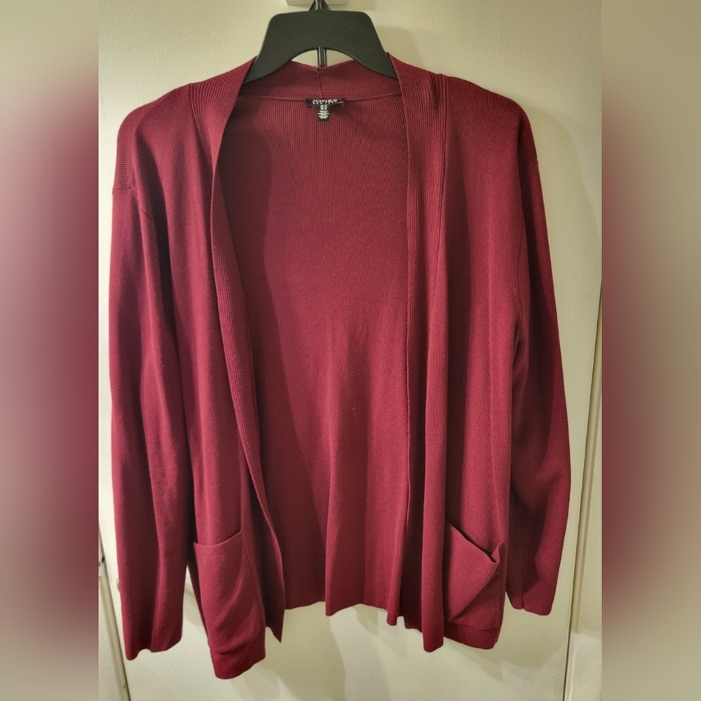 Jones New York Women's 2X Long Sleeve Knit Cardigan in wine color